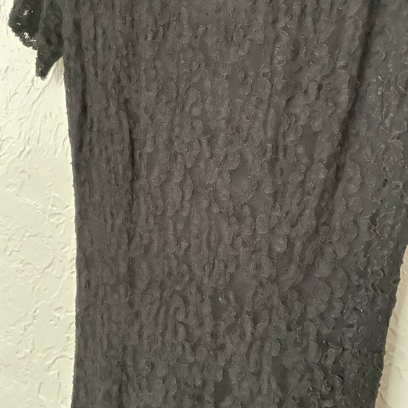 Vintage Lanz Sheer Black Dress with Low Back and Floral Detail - Picture 2 of 5